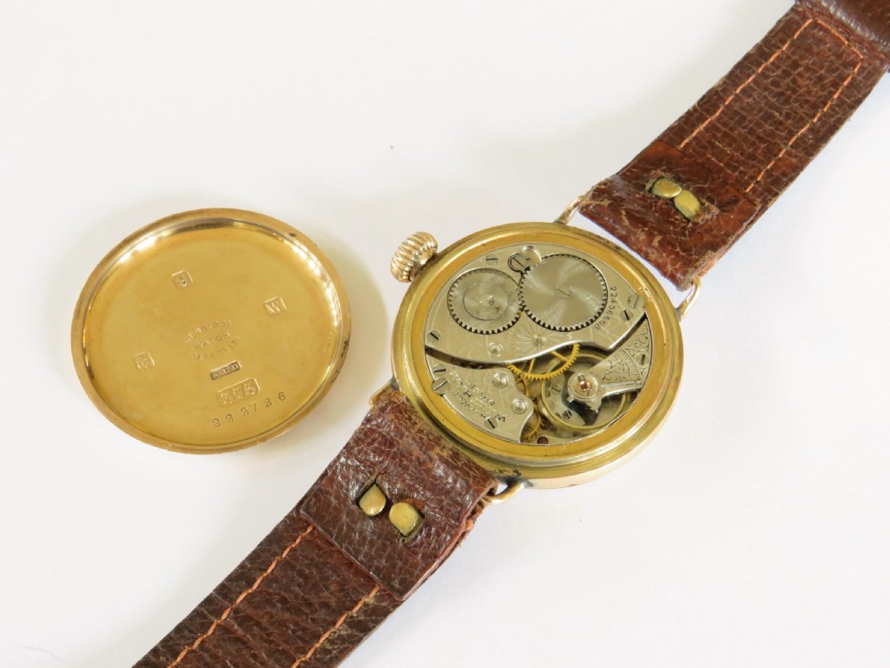 Antique 9ct gold Waltham wrist watch, 1921 View III