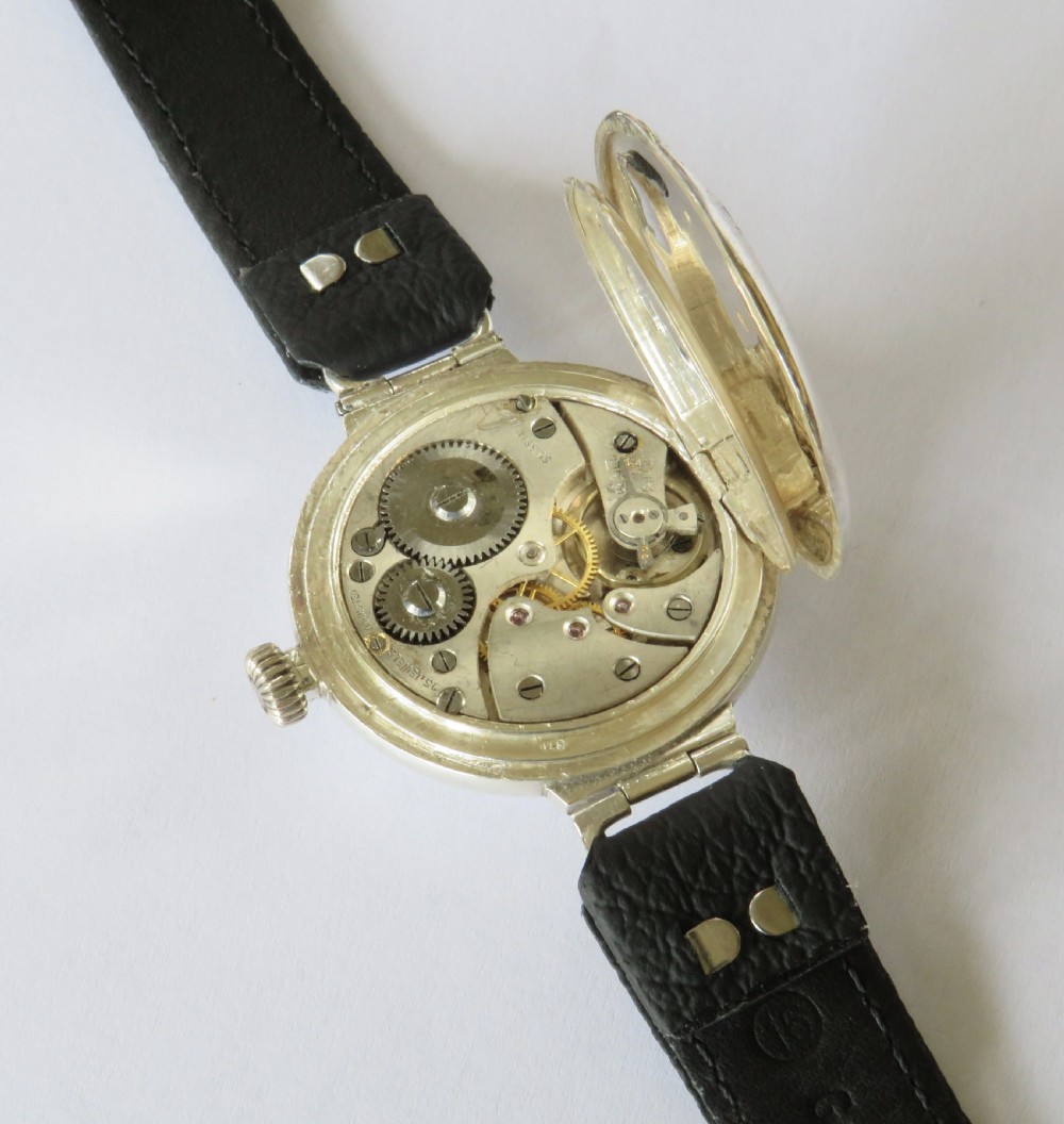 Gents antique silver wrist watch, 1915 View III