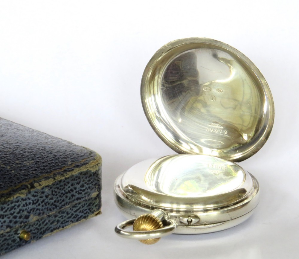 Antique silver Moeris chronograph pocket watch, 1924 View III