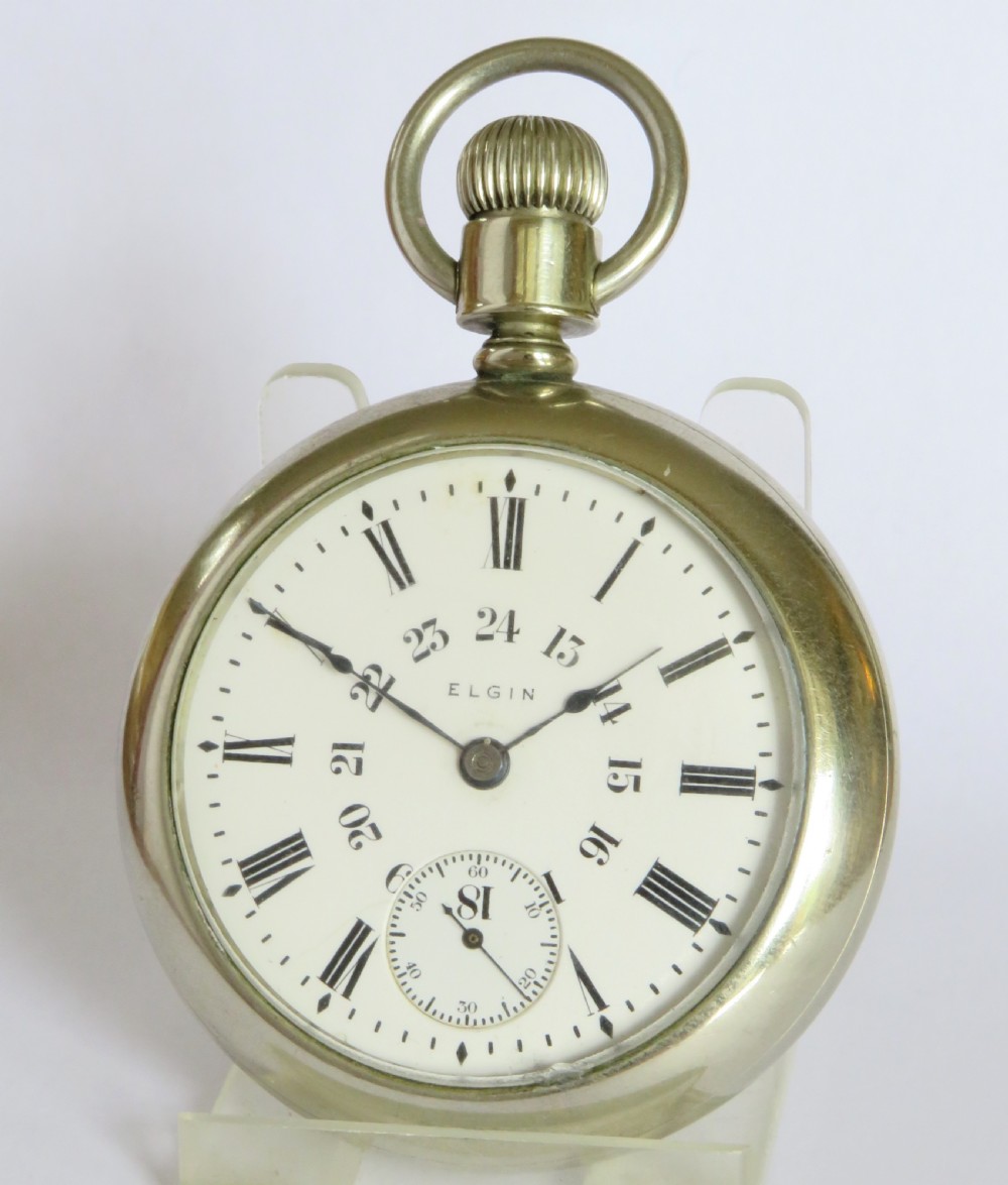 Antique Elgin pocket watch with stag, 1910