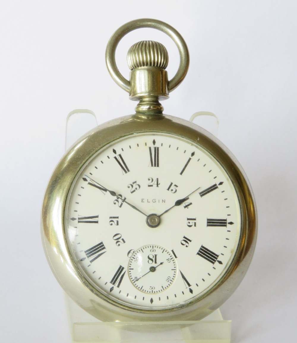 Antique Elgin pocket watch with stag, 1910 View II