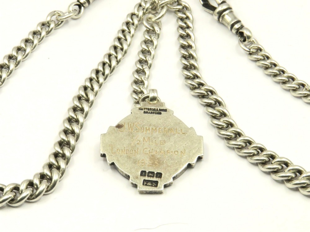 Antique silver double watch chain / albert View III