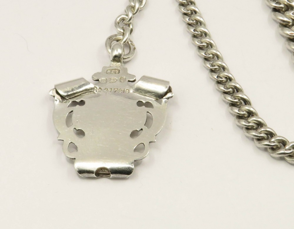 Antique silver watch chain and fob, 1916 View III