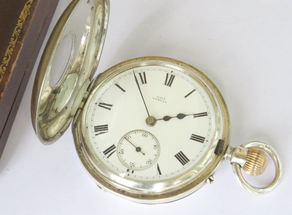 Antique silver half hunter pocket watch, 1901 View III