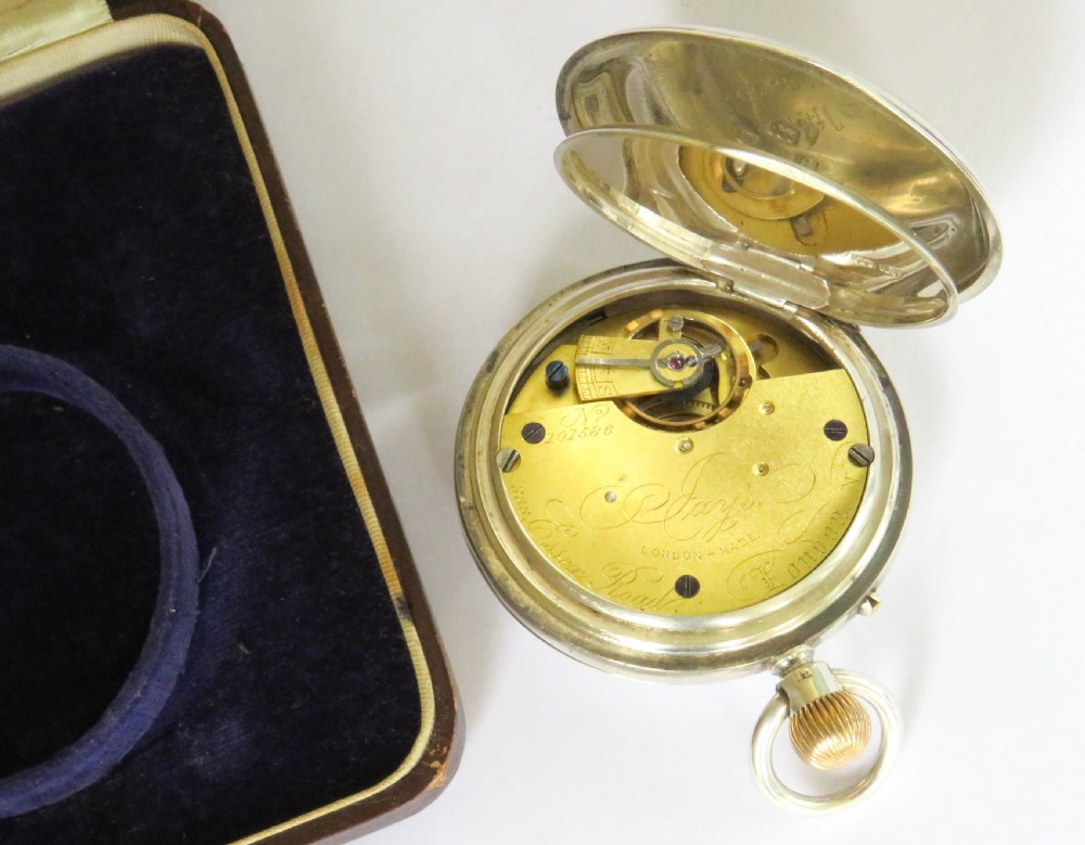 Antique silver half hunter pocket watch, 1901 View IV