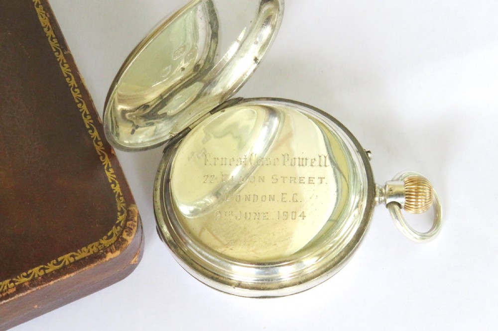 Antique silver half hunter pocket watch, 1901 View V