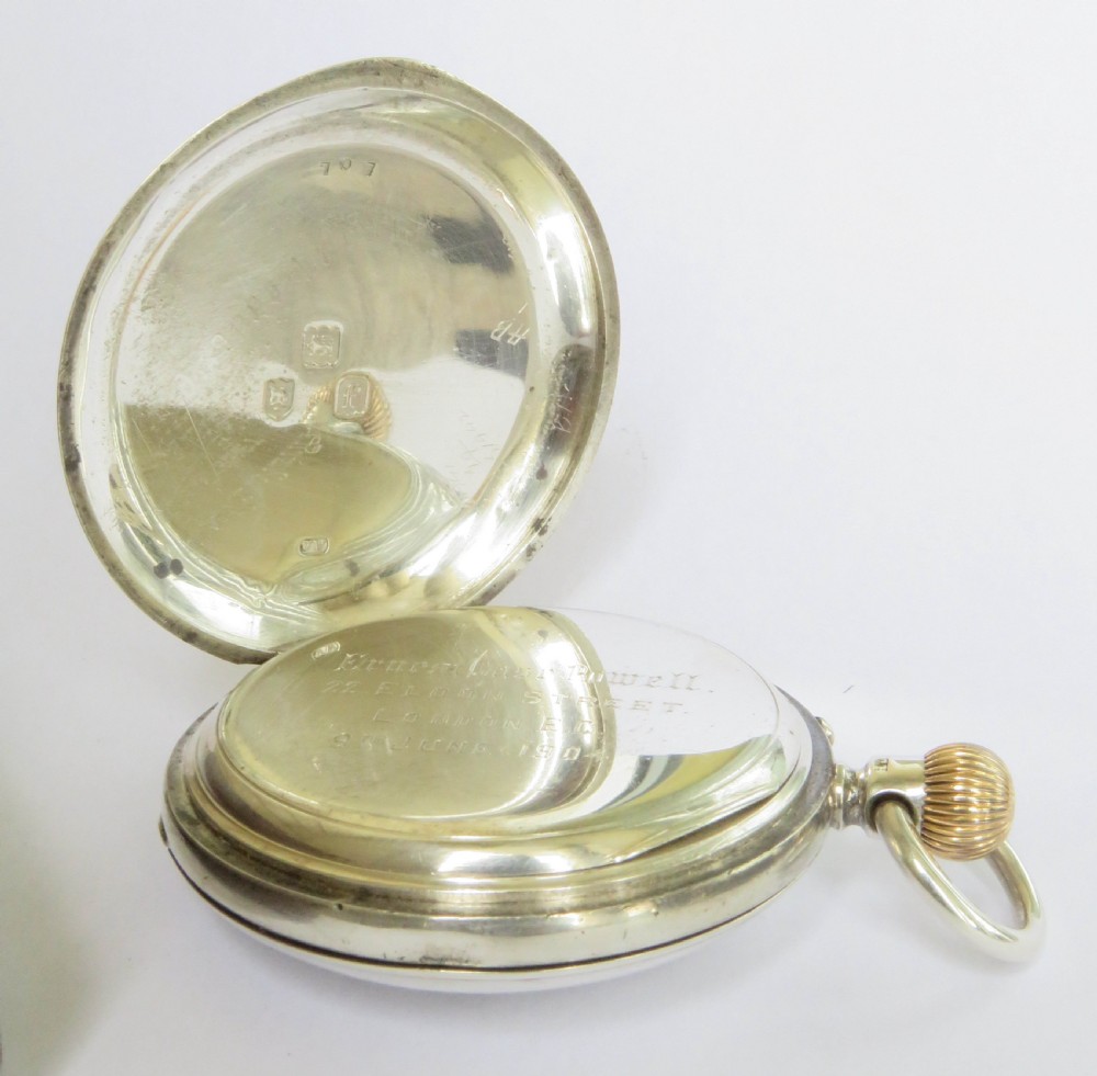 Antique silver half hunter pocket watch, 1901 View VI
