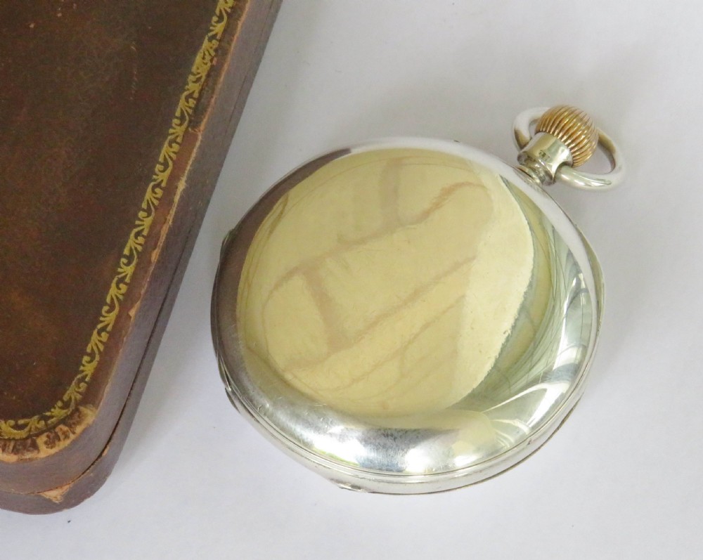 Antique silver half hunter pocket watch, 1901 View VII