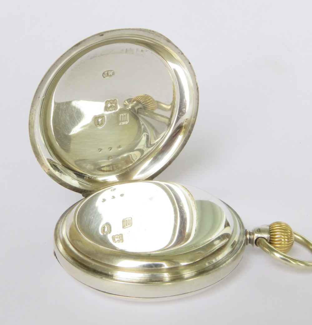 Antique silver full hunter pocket watch, Brockbank & Atkins View III
