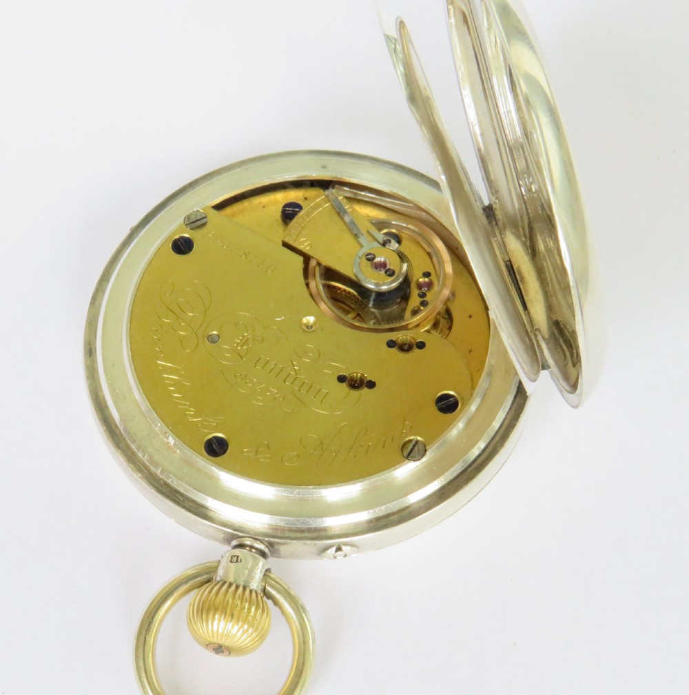 Antique silver full hunter pocket watch, Brockbank & Atkins View IV