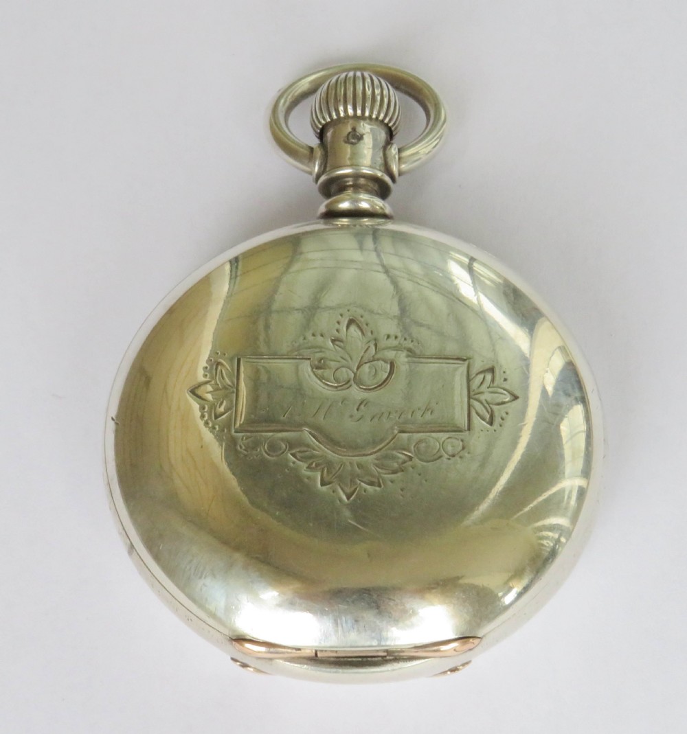 Antique Hampden Watch Co Lakeside full hunter pocket watch View V