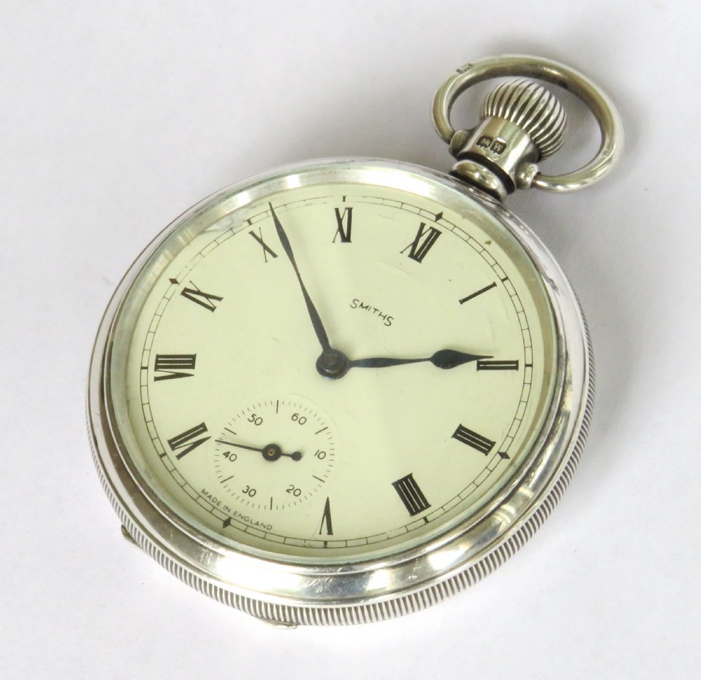 1940s silver Smiths pocket watch View II