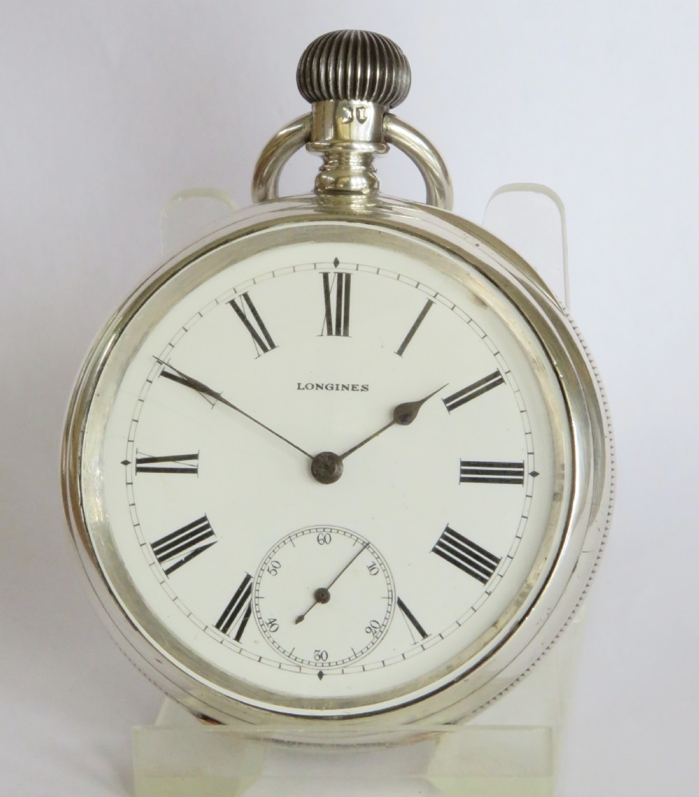 Antique silver Longines pocket watch, 1884