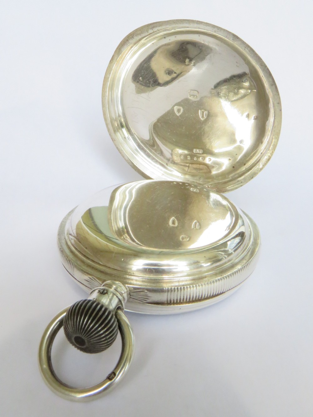 Antique silver Longines pocket watch, 1884 View III
