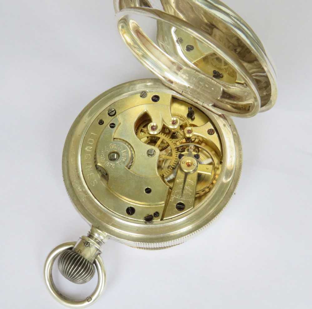 Antique silver Longines pocket watch, 1884 View IV
