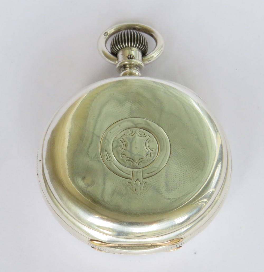 Antique silver Longines pocket watch, 1884 View V