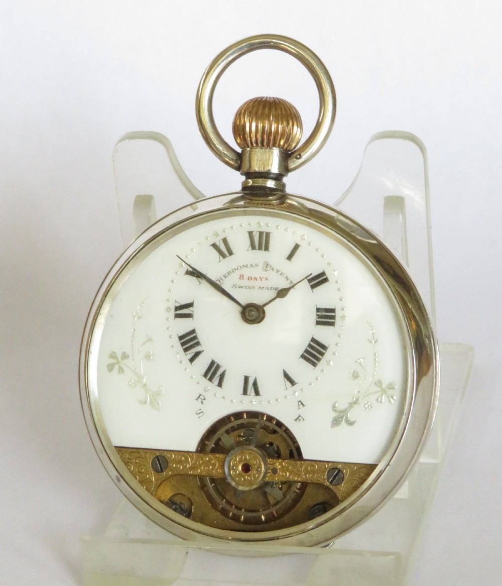 Antique silver Hebdomas Patent pocket watch, 1915