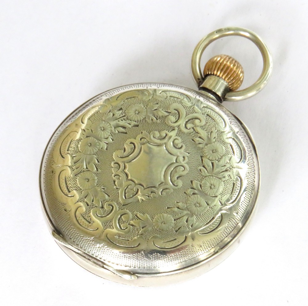 Antique silver Hebdomas Patent pocket watch, 1915 View V