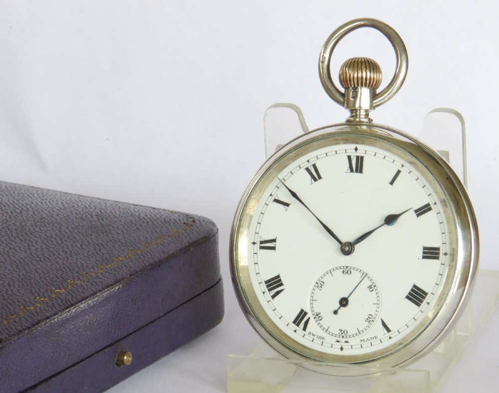 Antique silver Minerva pocket watch, 1905