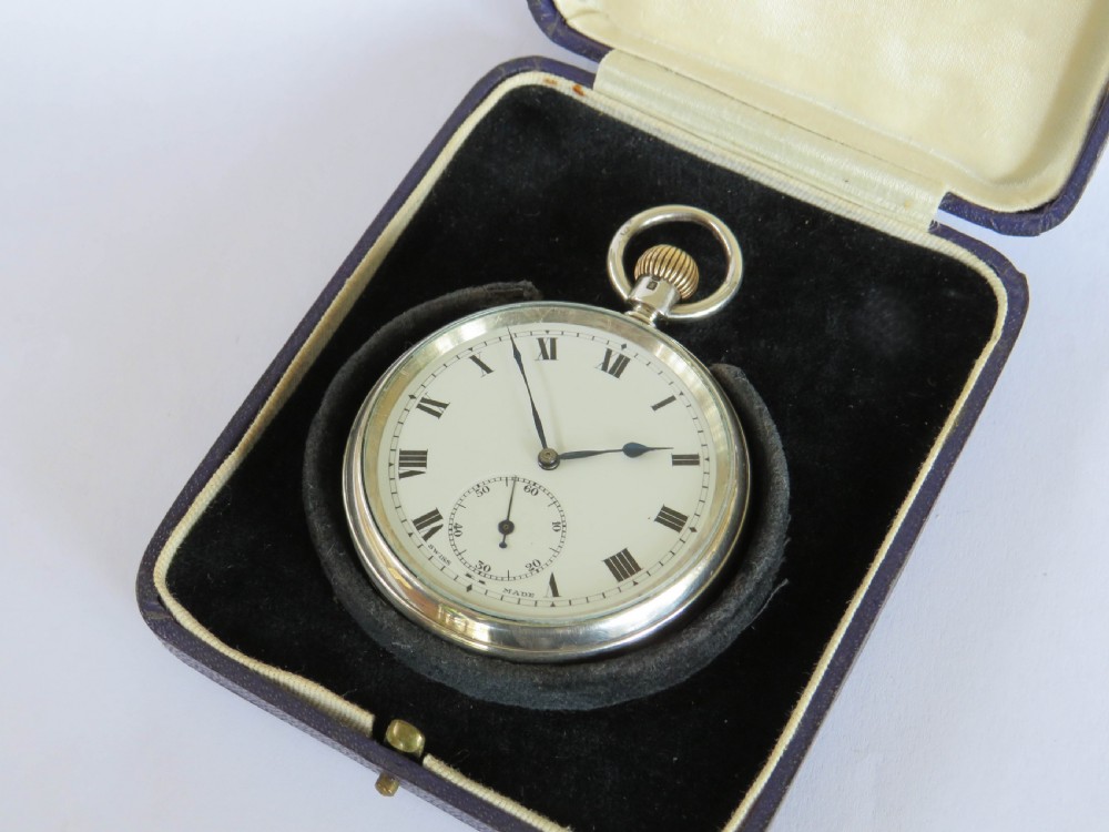 Antique silver Minerva pocket watch, 1905 View II