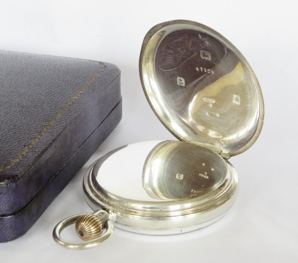 Antique silver Minerva pocket watch, 1905 View III