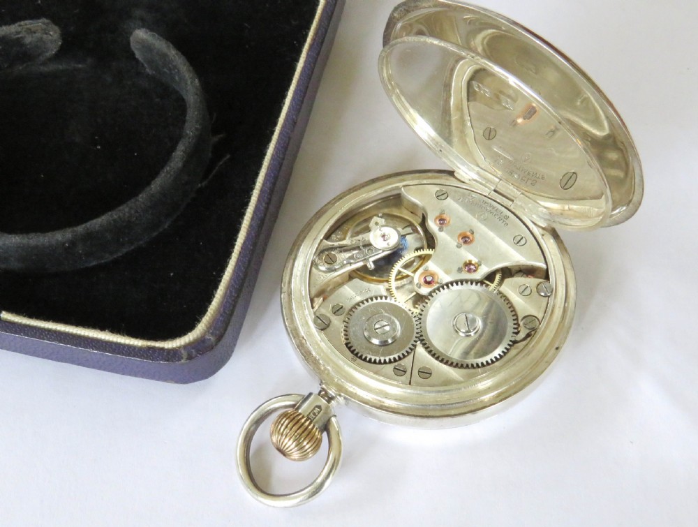 Antique silver Minerva pocket watch, 1905 View IV
