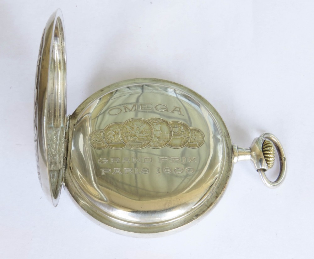 Antique silver Omega pocket watch, c1910 View III