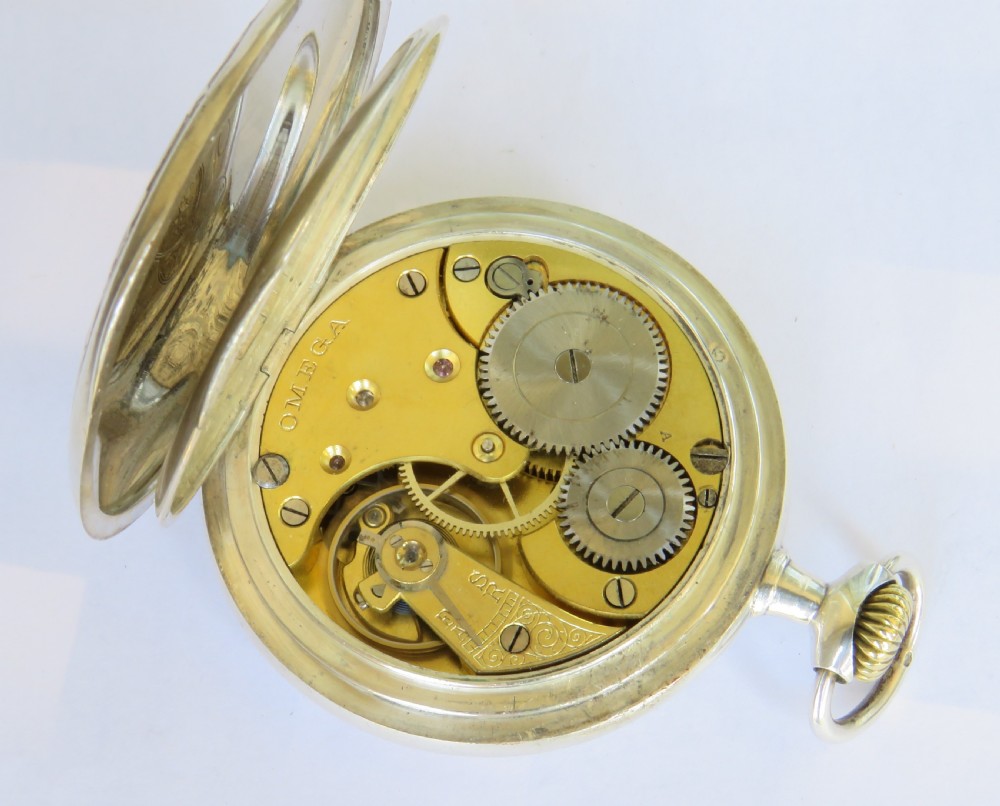 Antique silver Omega pocket watch, c1910 View IV