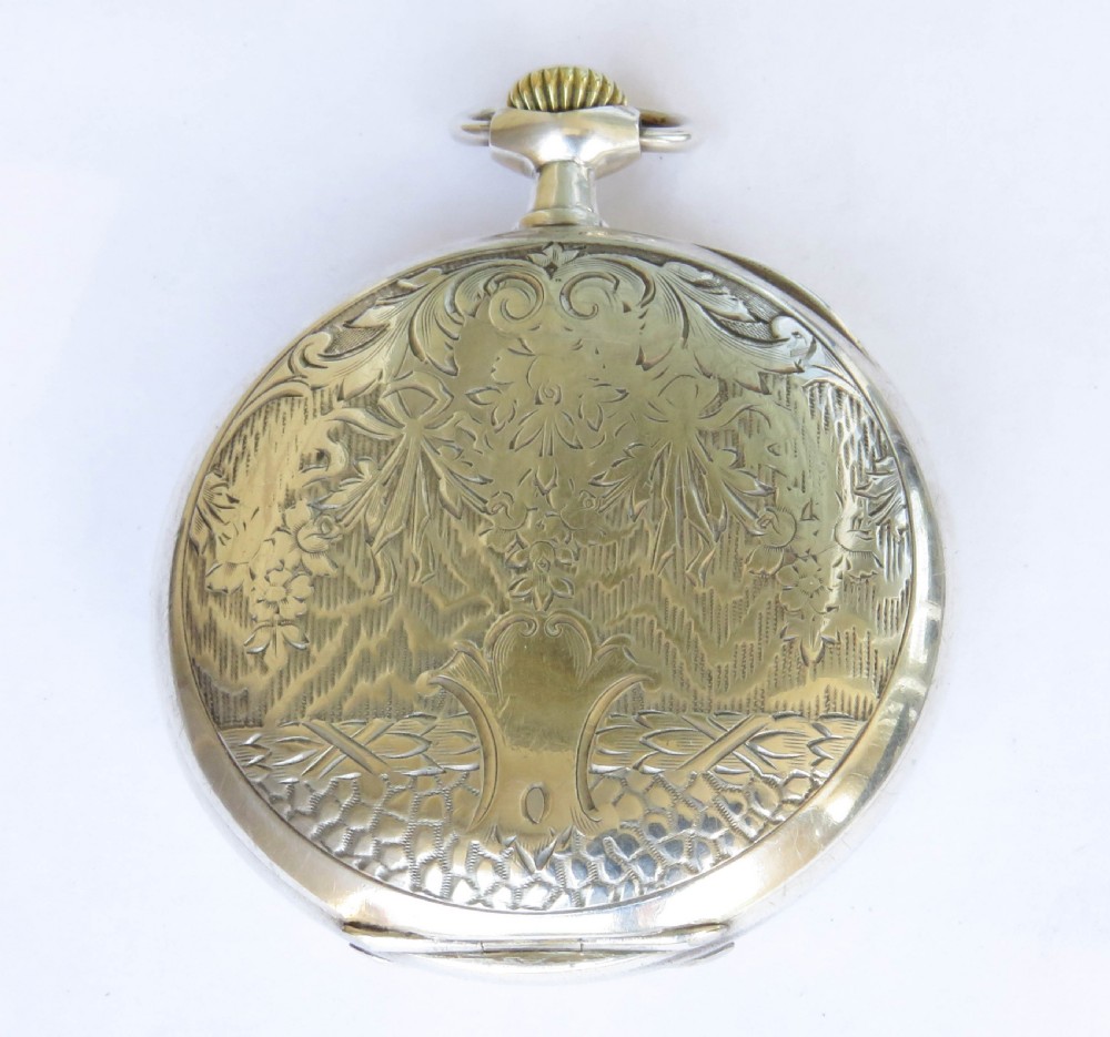Antique silver Omega pocket watch, c1910 View V