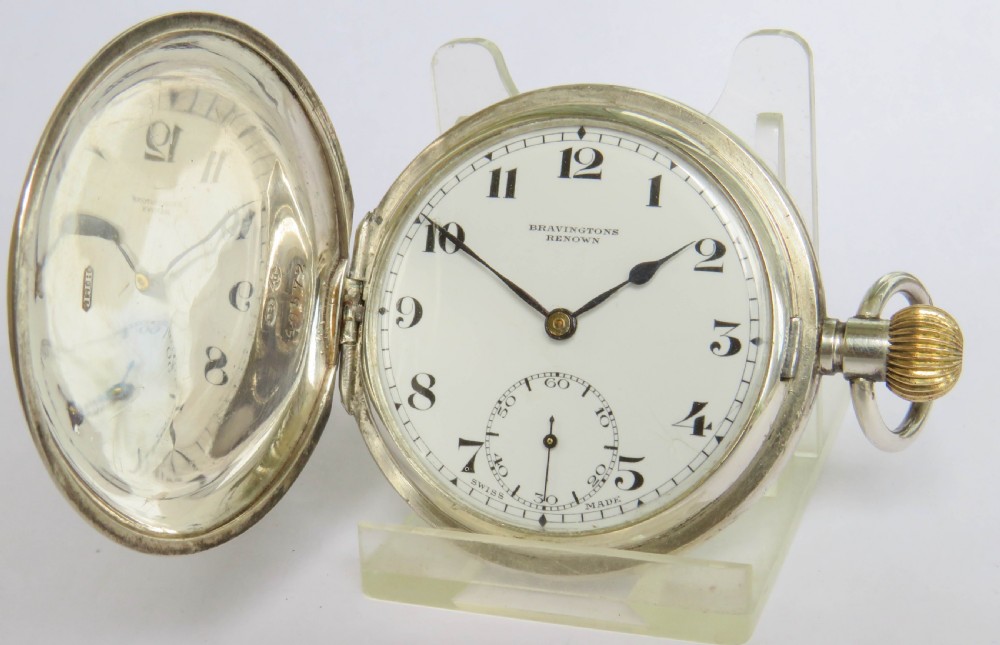 Antique silver Record full hunter pocket watch, 1918.