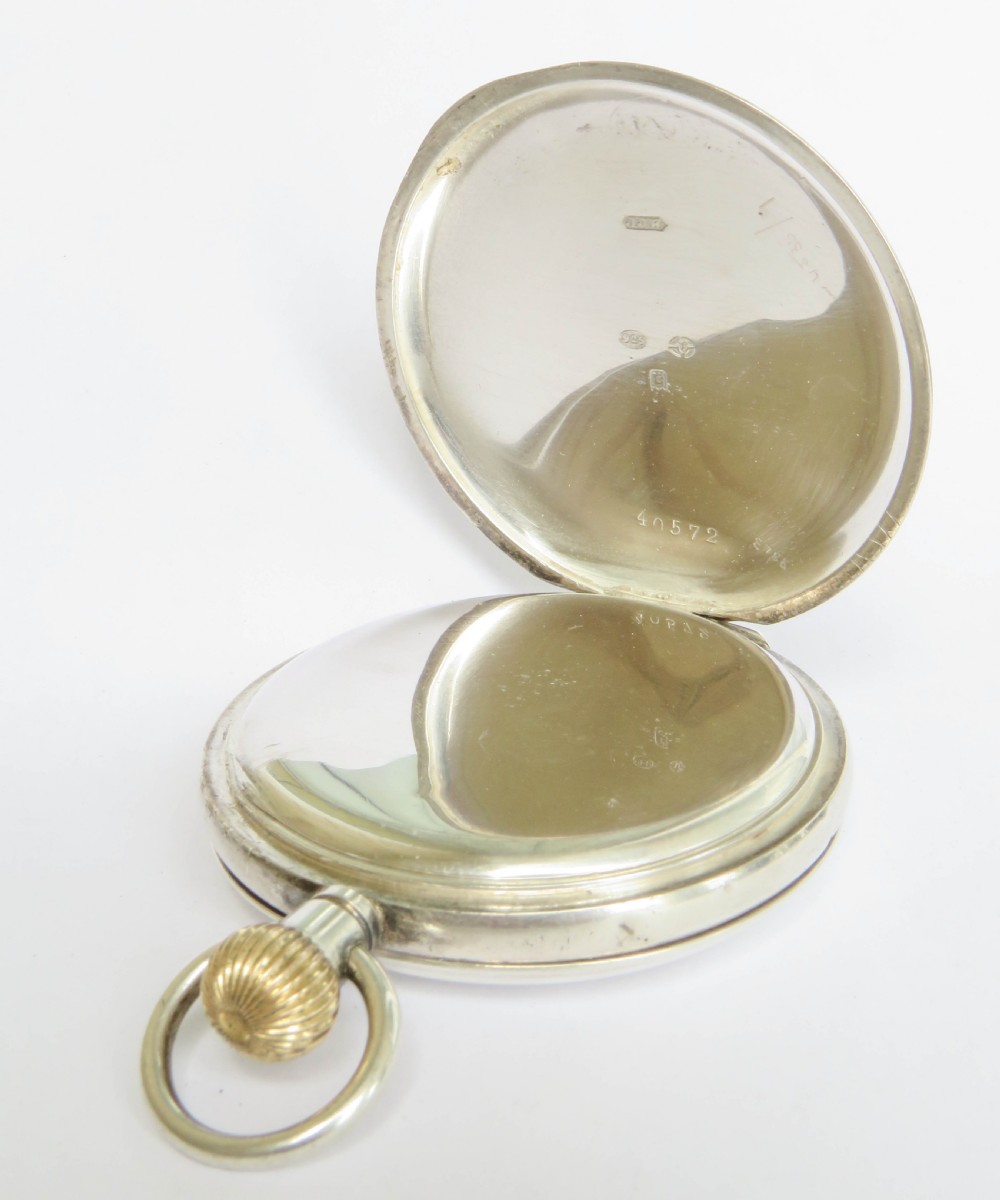 Antique silver Record full hunter pocket watch, 1918. View III