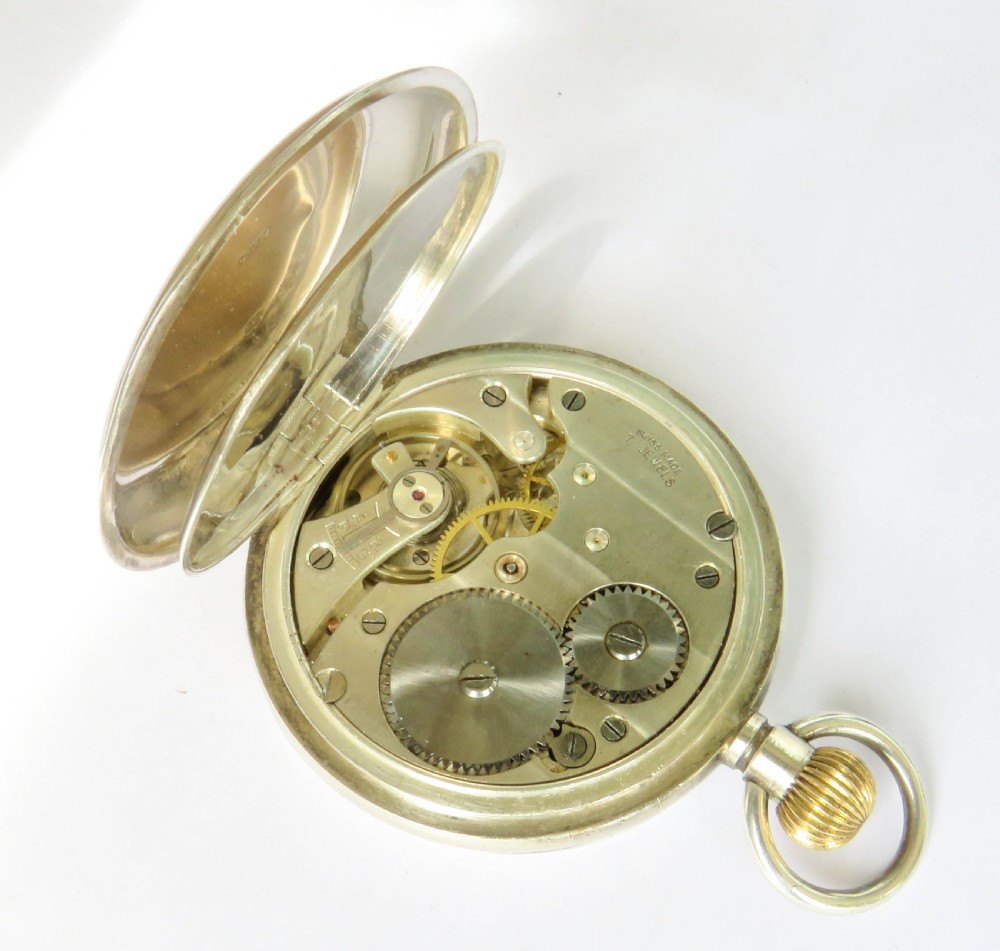 Antique silver Record full hunter pocket watch, 1918. View IV