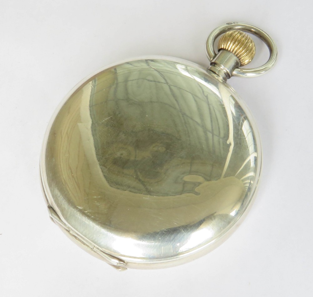Antique silver Record full hunter pocket watch, 1918. View V