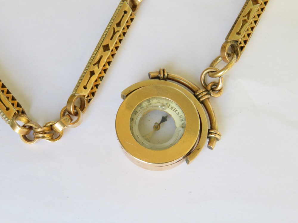 Fabulous rare Victorian watch chain with compass and thermometer View III