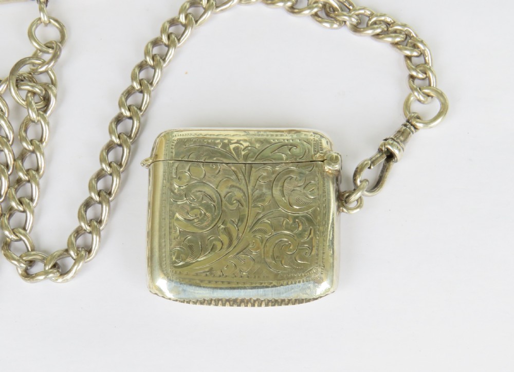 Antique silver double watch albert with vesta
 View III