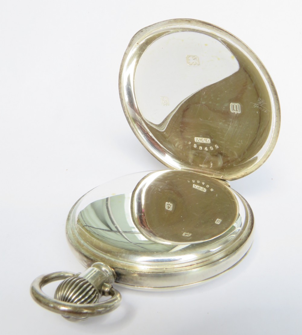 Antique silver Waltham Marquis half hunter pocket watch. View IV