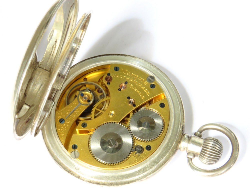 Antique silver Waltham Marquis half hunter pocket watch. View V