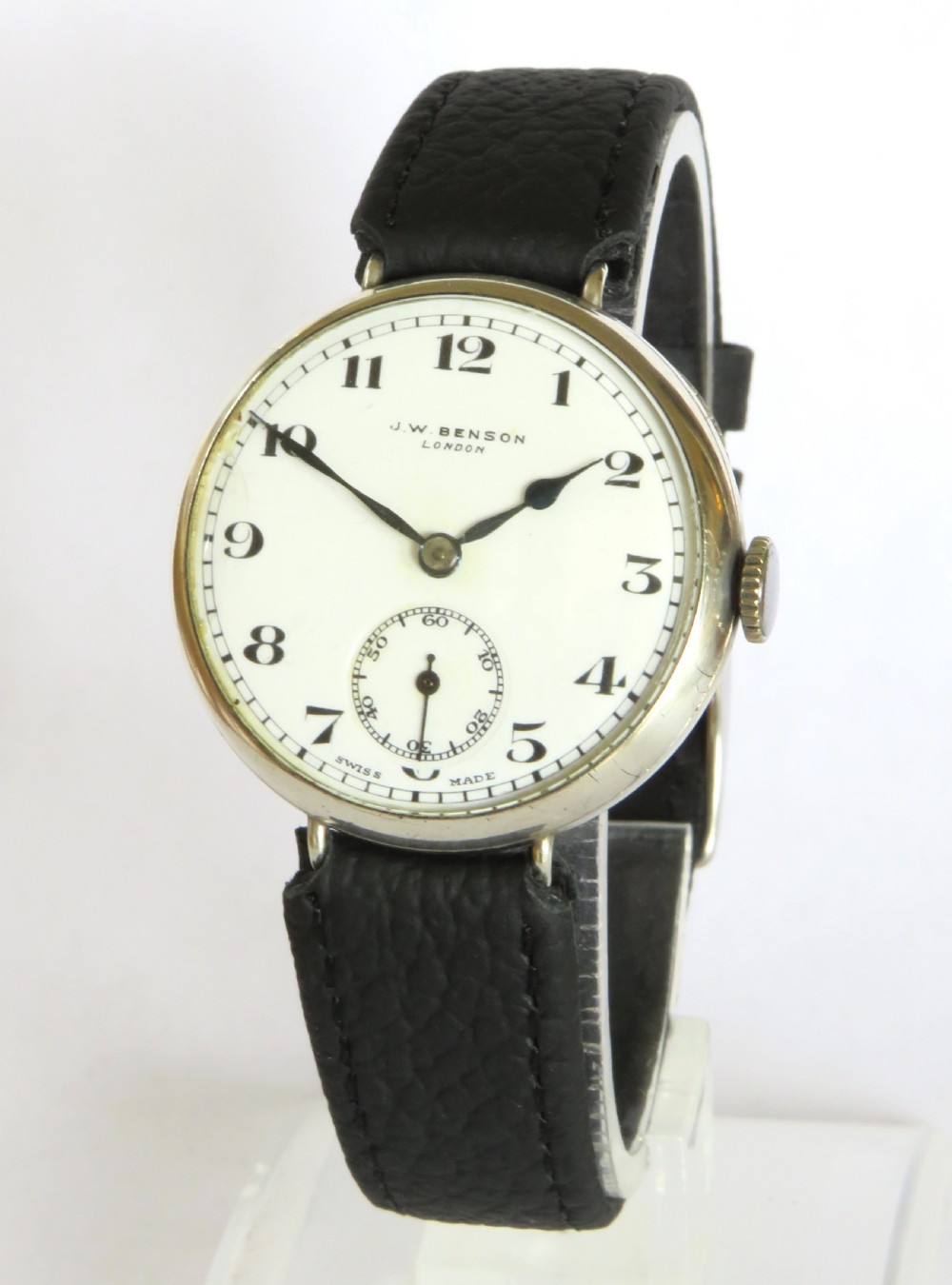 Gents J W Benson silver wrist watch, 1936