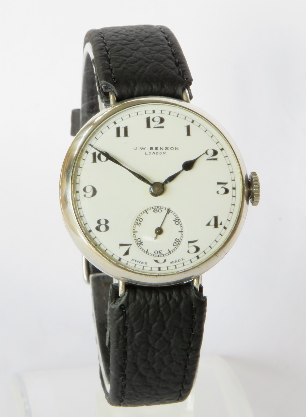 Gents J W Benson silver wrist watch, 1936 View II