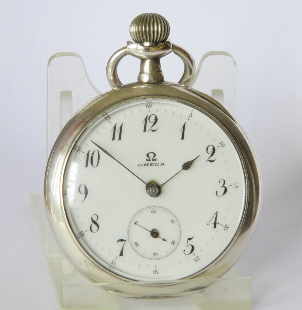 Antique silver Omega pocket watch View II