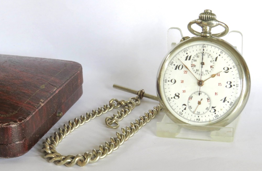 Antique chronograph pocket watch and chain 