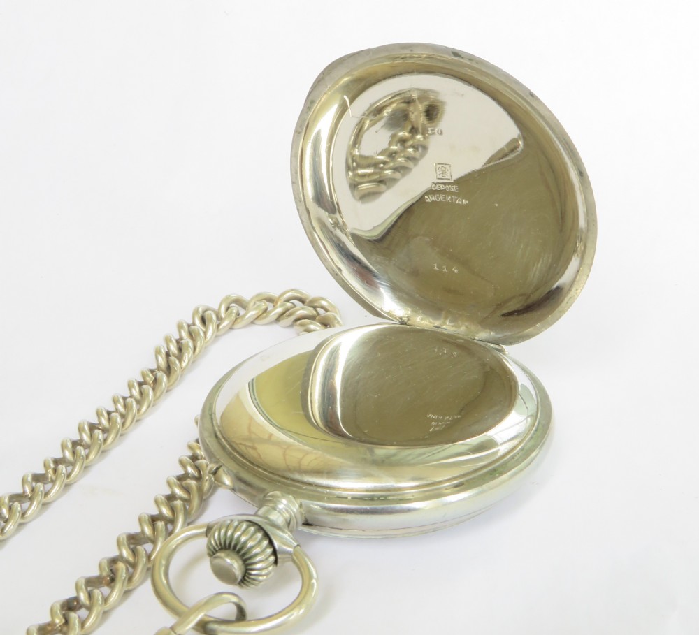 Antique chronograph pocket watch and chain  View IV