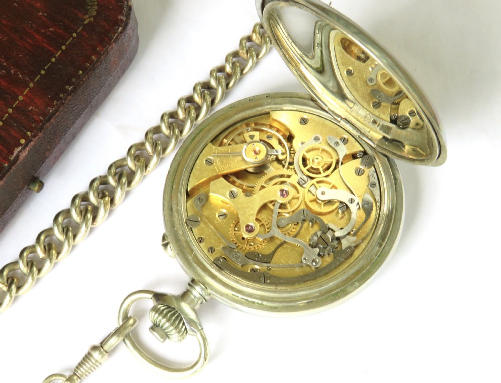 Antique chronograph pocket watch and chain  View V