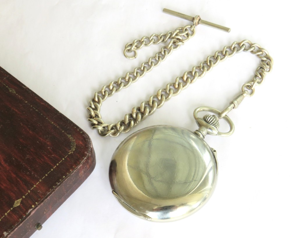 Antique chronograph pocket watch and chain  View VI