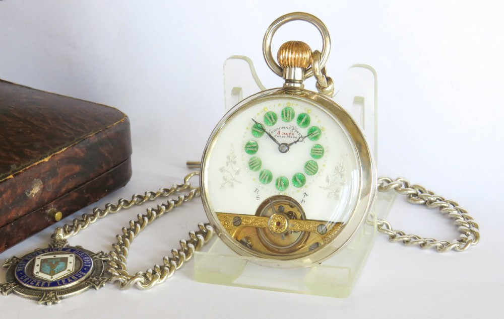 Antique silver Hebdomas Patent pocket watch, 1915