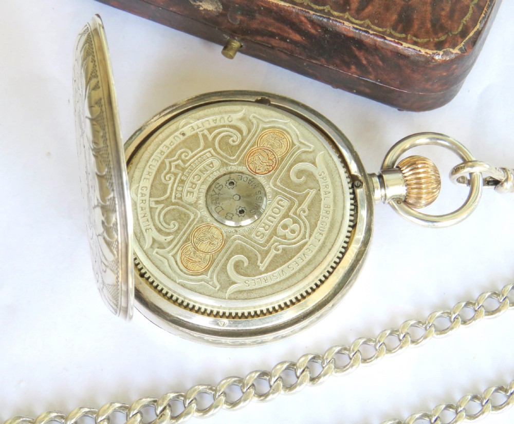 Antique silver Hebdomas Patent pocket watch, 1915 View III