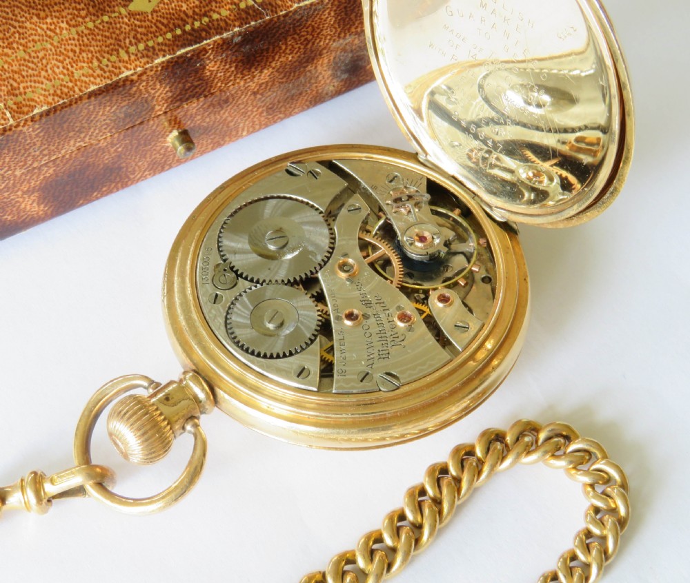 Antique Waltham Riverside half hunter pocket watch View V