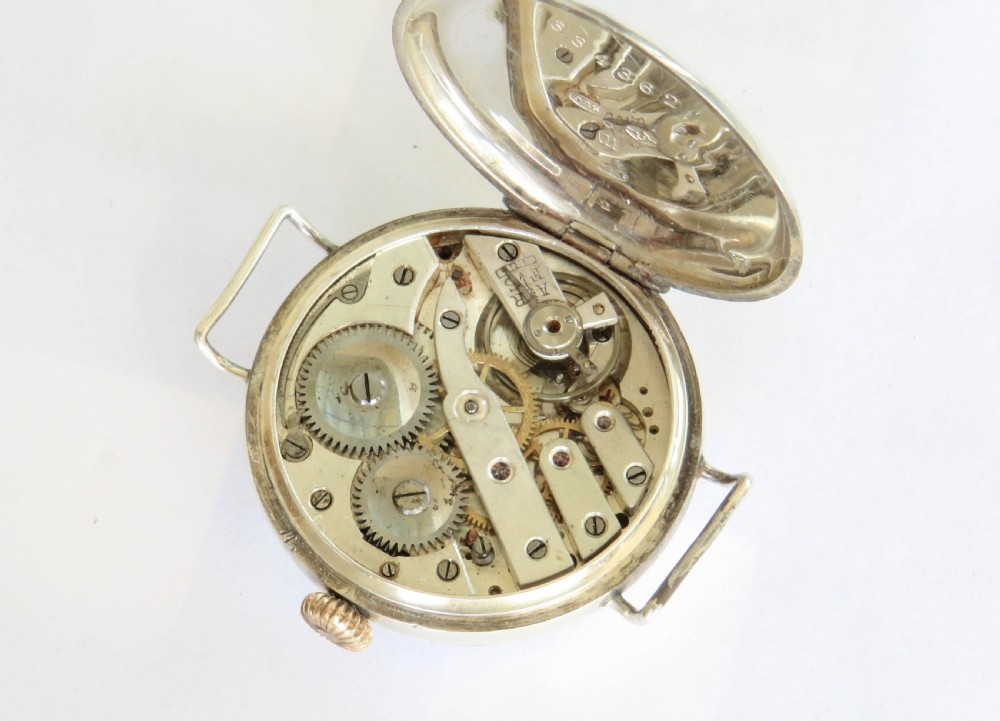 Antique silver trench watch, 1915 View IV