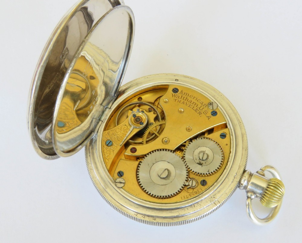 Antique Waltham silver half hunter pocket watch, 1912 View V