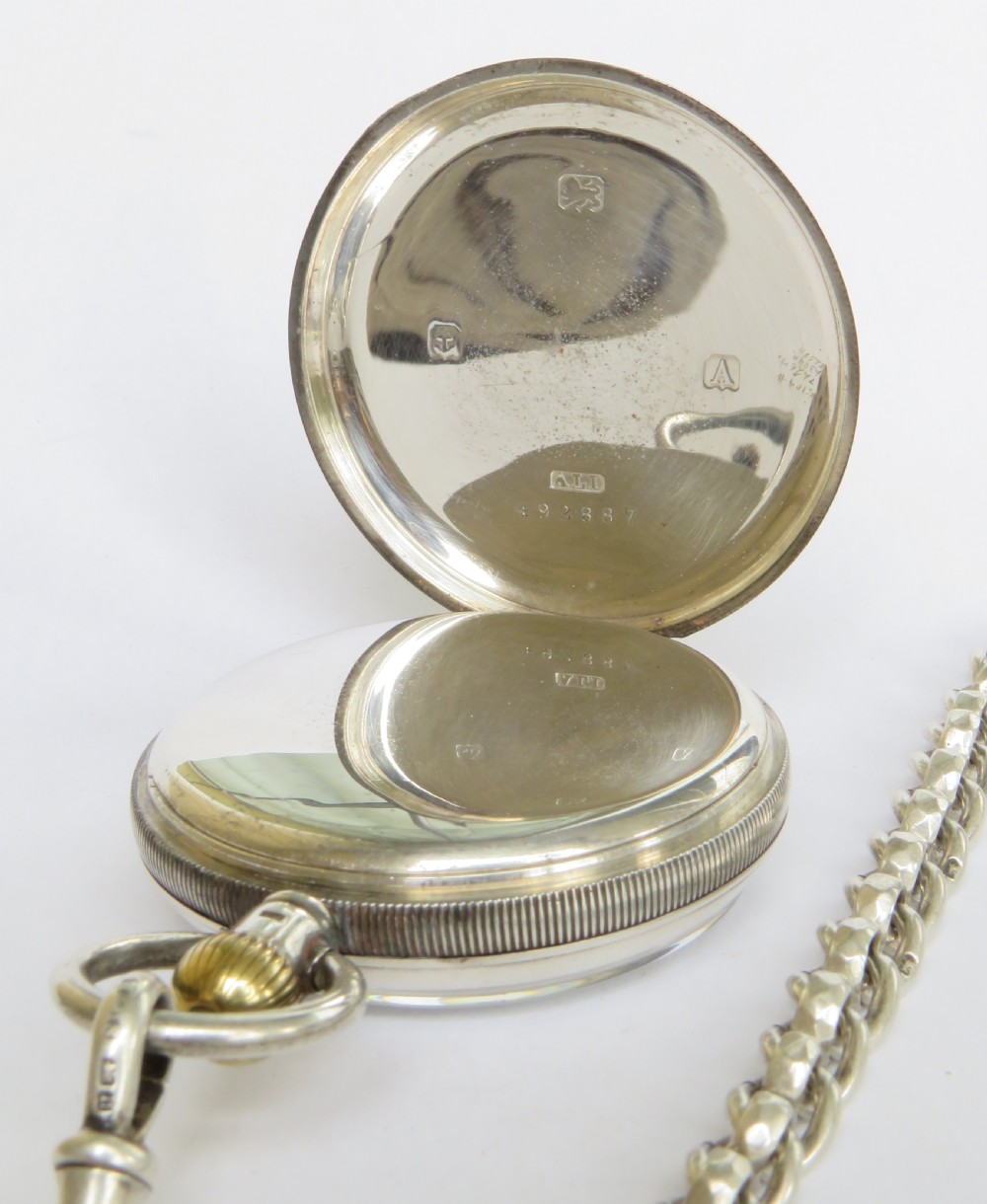 Antique silver Waltham pocket watch and chain View III